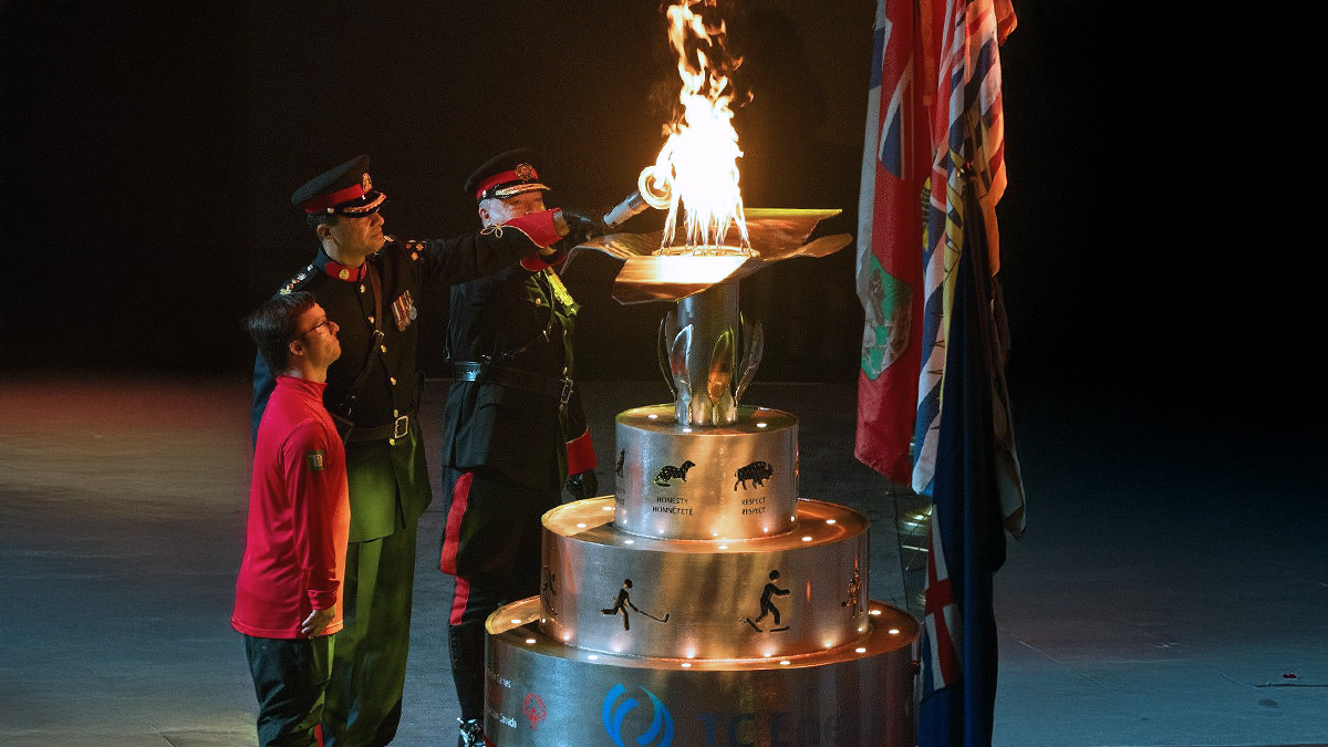 The lighting of the cauldron at the Games