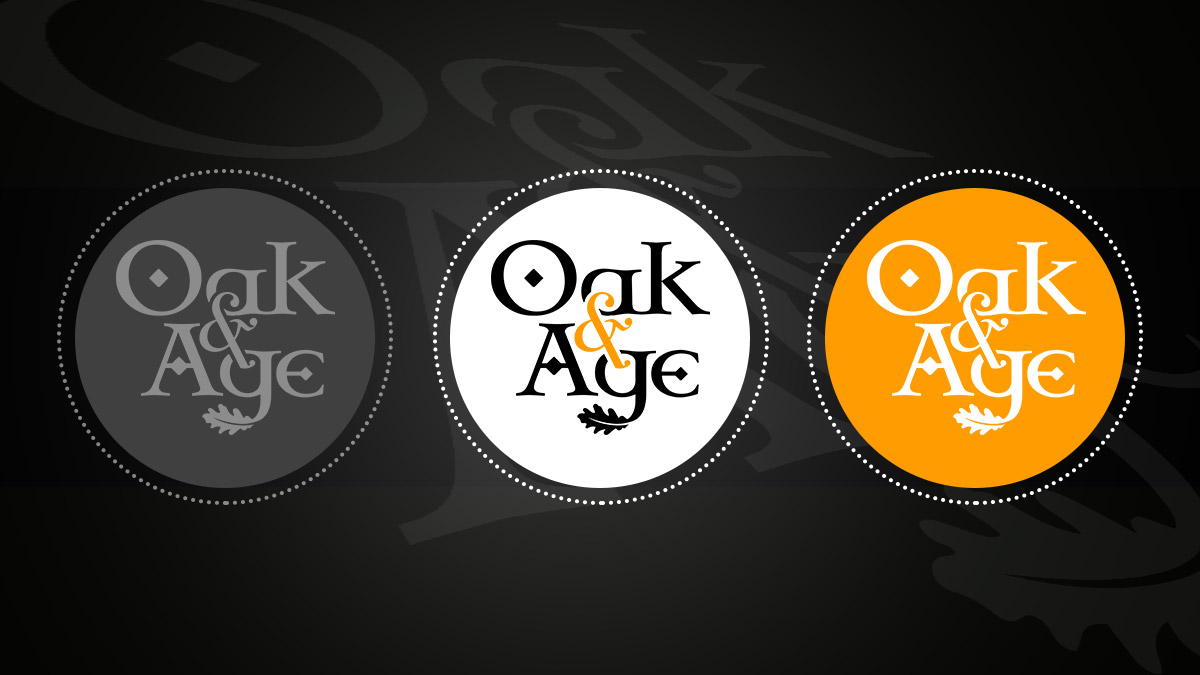 Artwork featuring Oak & Age branding